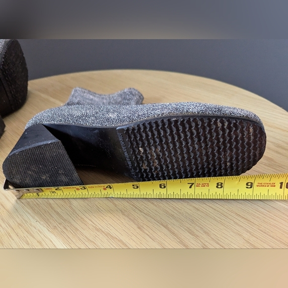 Women's (Size 37) Shimmering Silver No-Slip Ankle Booties With Angled Block Heel - Picture 15 of 16